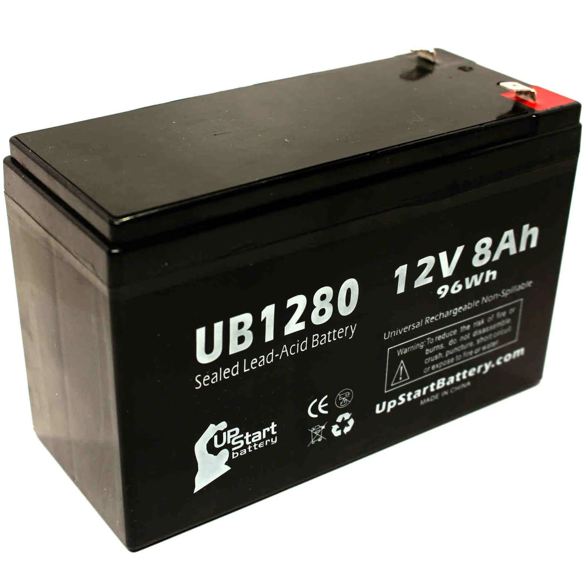 5x Pack Replacement Sealed Lead Acid Battery (12V, 8Ah, 8000mAh, F1 Terminal, AGM, SLA) with 10 F1 to F2 Terminal Adapters B2813