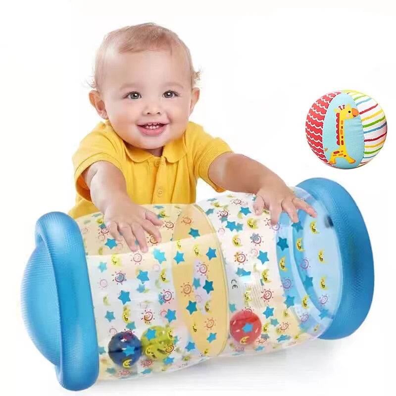 Inflatable Baby Crawling Roller Toy with Rattle and Ball PVC Early Educational Toy Q570859