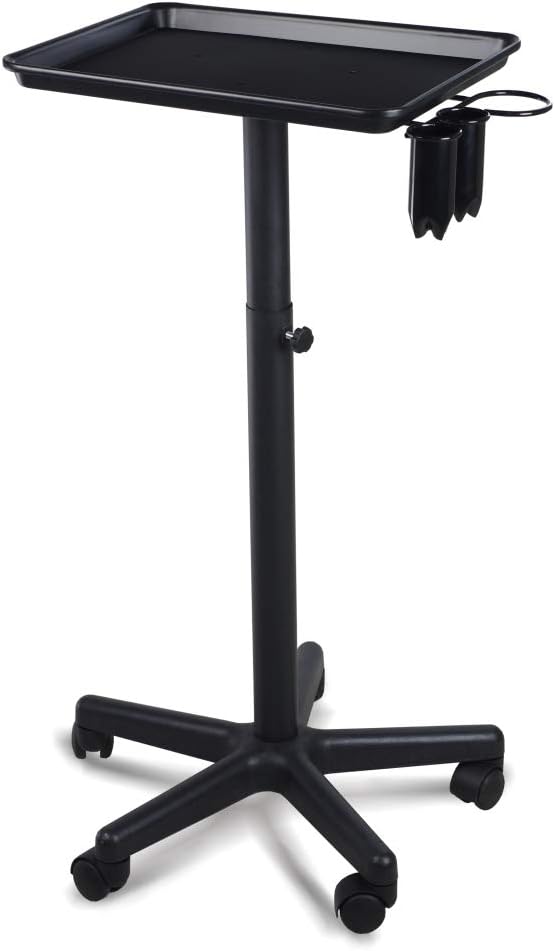 Aluminum Salon Tray with Accessory Caddy Rolling Trolley E709