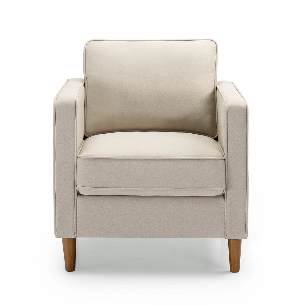 Sand Gray Beige Fabric Armchair with Armrest Pockets H133044