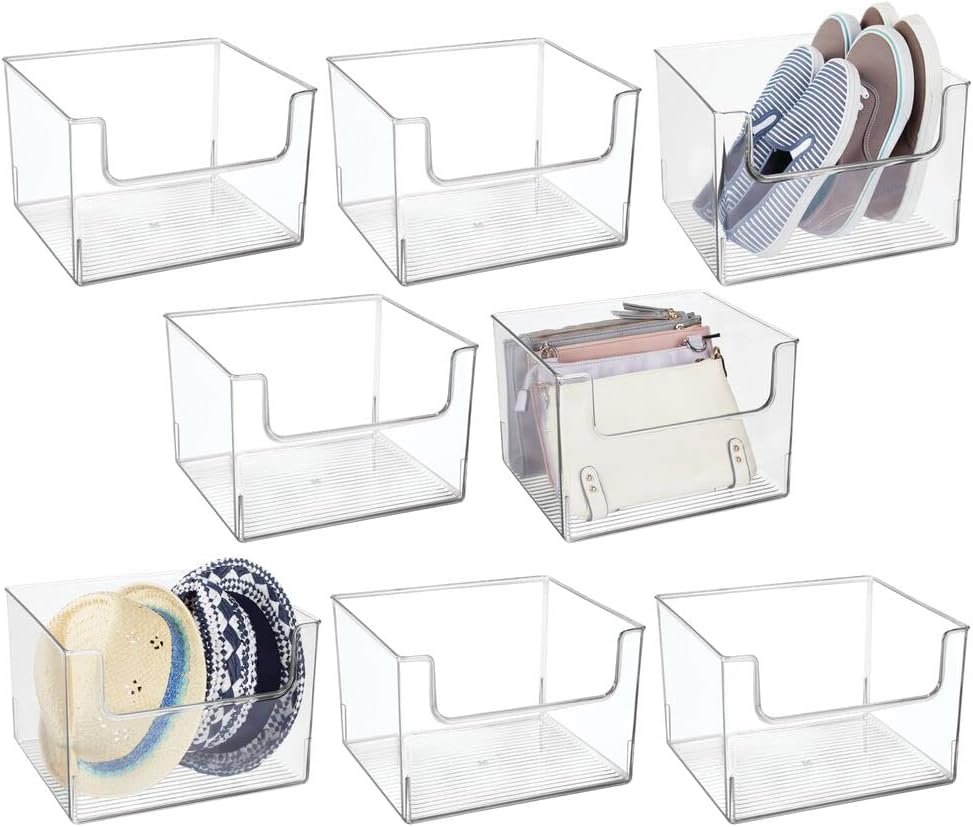 Clear 8 Pack Plastic Storage Basket Bin J678800