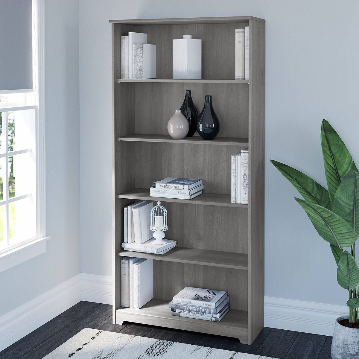 5 Shelf Bookcase in Modern Gray O1273