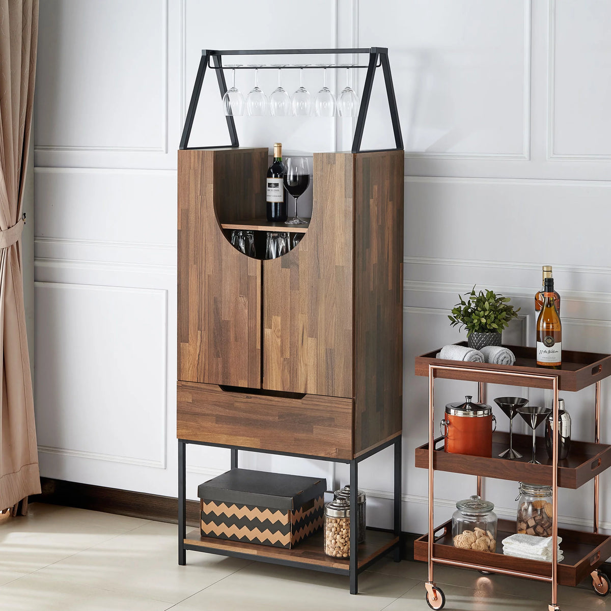 Light Hickory Wine Cabinet T298997