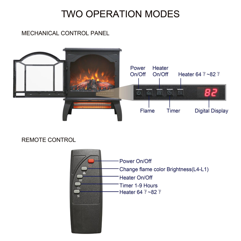 18" Electric Fireplace Stove with Remote Control M167040