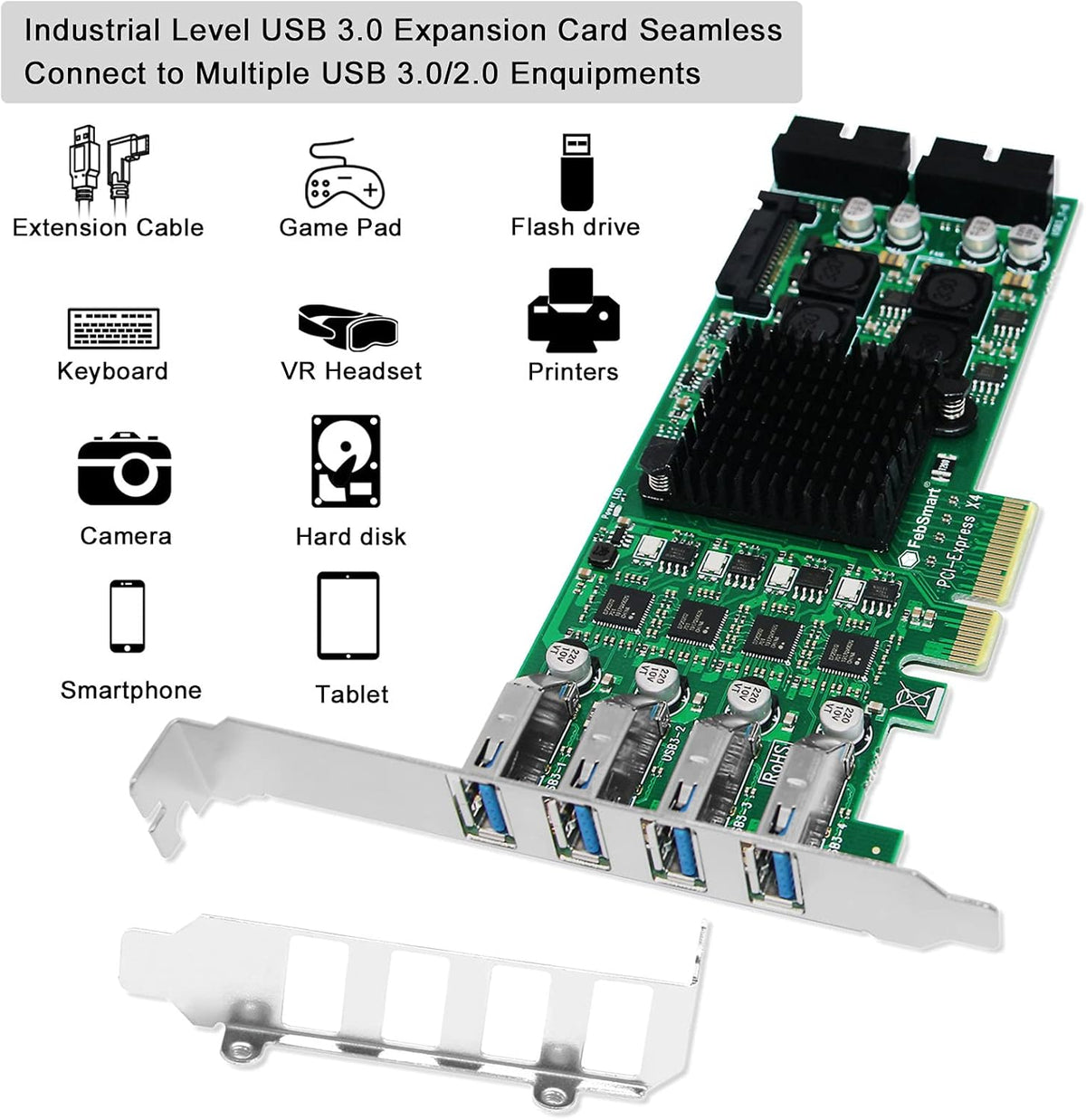 4 Channel 8 Ports PCI Express USB 3.0 Card A790499