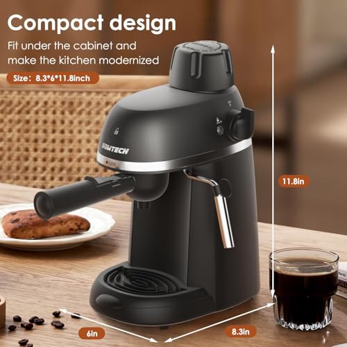 Black 3.5 Bar Espresso Coffee Machine with Steam Milk Frother T568