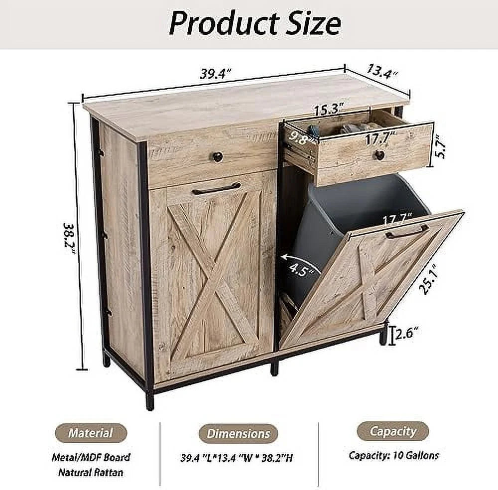Double Tilt Out Trash Cabinet with Hideaway Drawer A2933