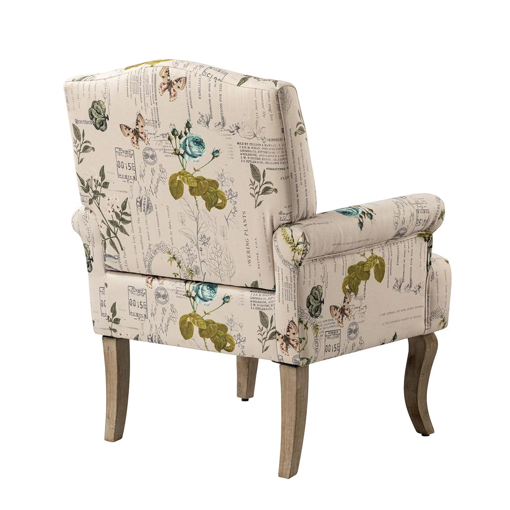 Upholstered Armchair Set of 2 with Pattern & Wooden Legs K7572