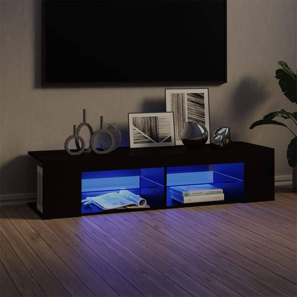 White Sonoma Oak TV Cabinet with LED Lights A443