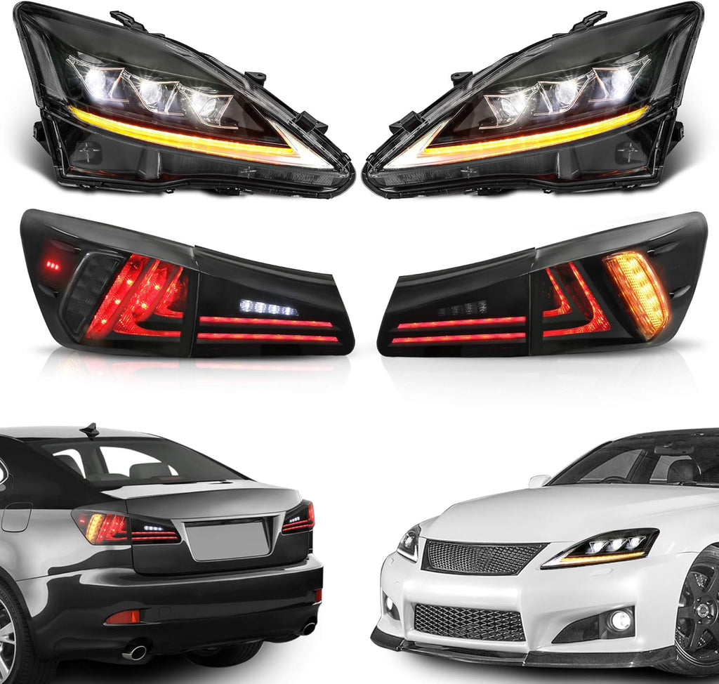 LED Projector Headlight with Tail Light Set of 4 Z26922