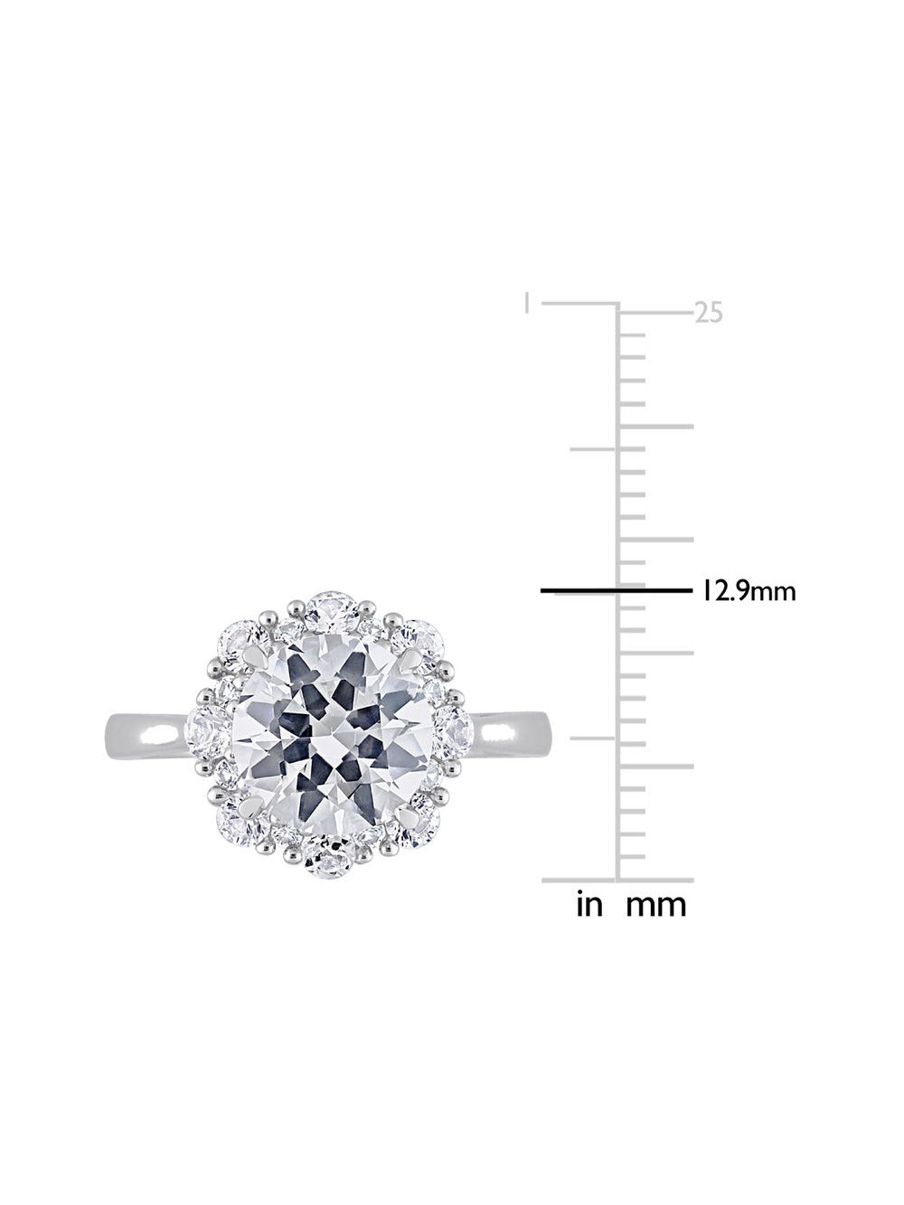 10K White Gold Lab-Created White Sapphire Halo Engagement Ring U900