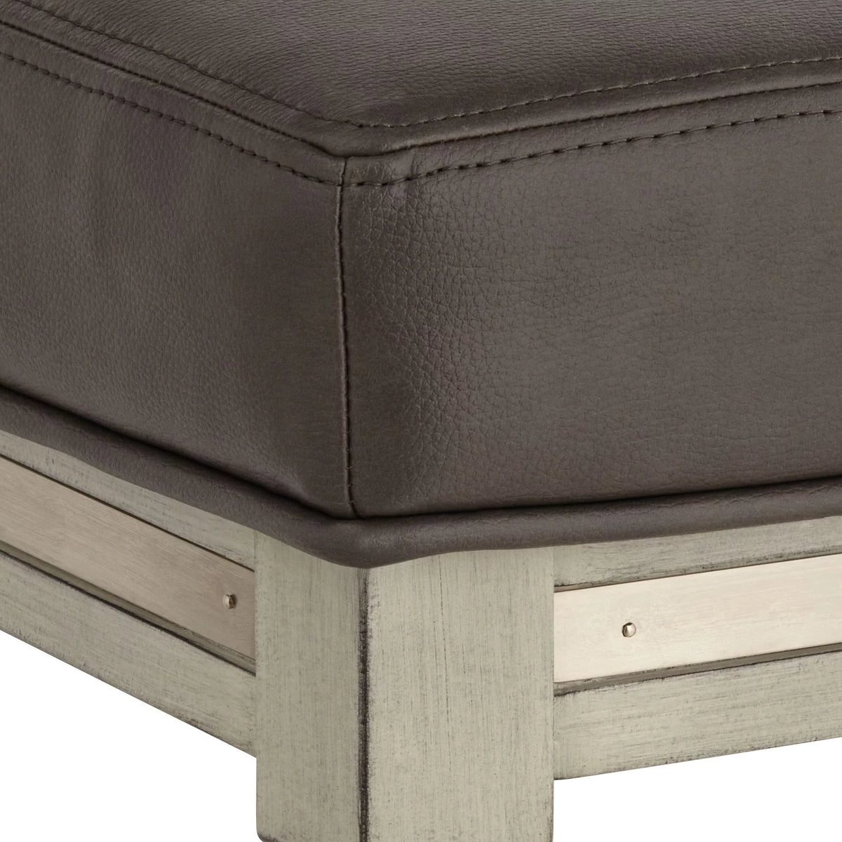 Wood Bar Stool Gray Faux Leather Footrest R716473