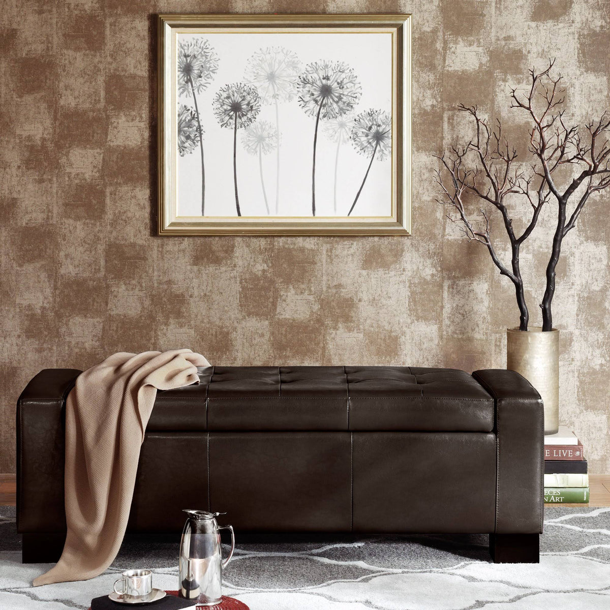 Brown Tufted Top Storage Bench G838035