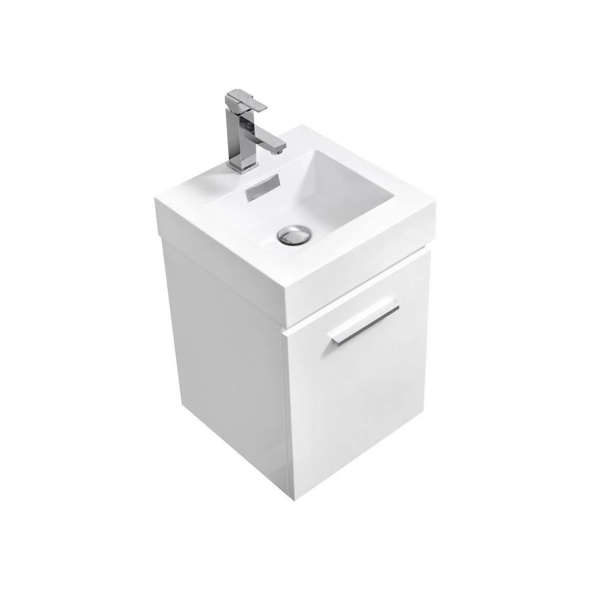 16 in. Wall Mount High Gloss White Bathroom Vanity B45717
