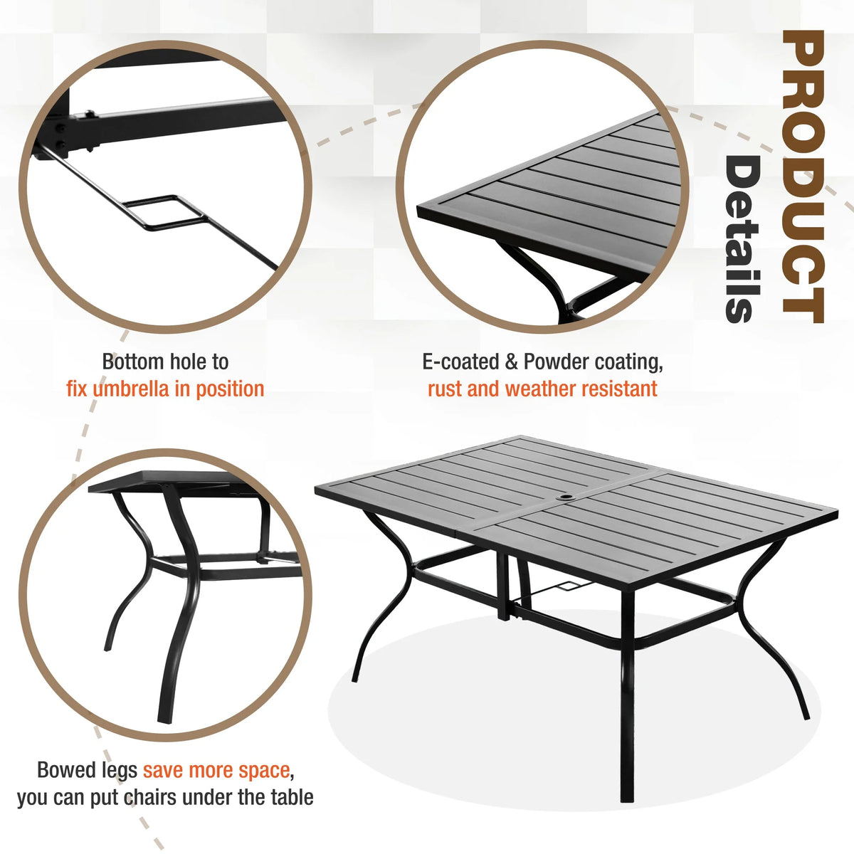 7 Pieces Outdoor Patio Dining Set with Table and 6 Chairs C856