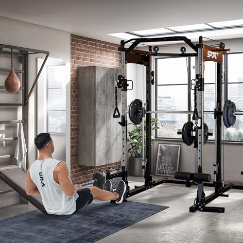 Multi-Functional Power Cage with Cable System 1600LBS Capacity Black B83178
