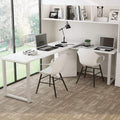 White L-Shaped Computer Desk with Storage File Cabinet A186