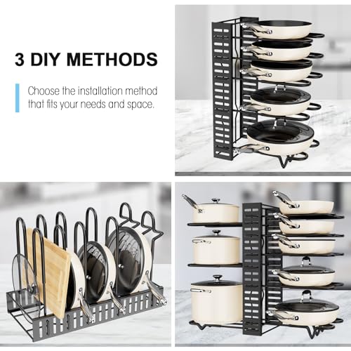 8-Tier Adjustable Heavy-Duty Pot and Pan Storage Rack U343854