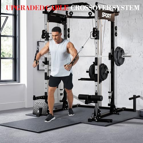 Multi-Functional Power Cage with Cable System 1600LBS Capacity Black B83178