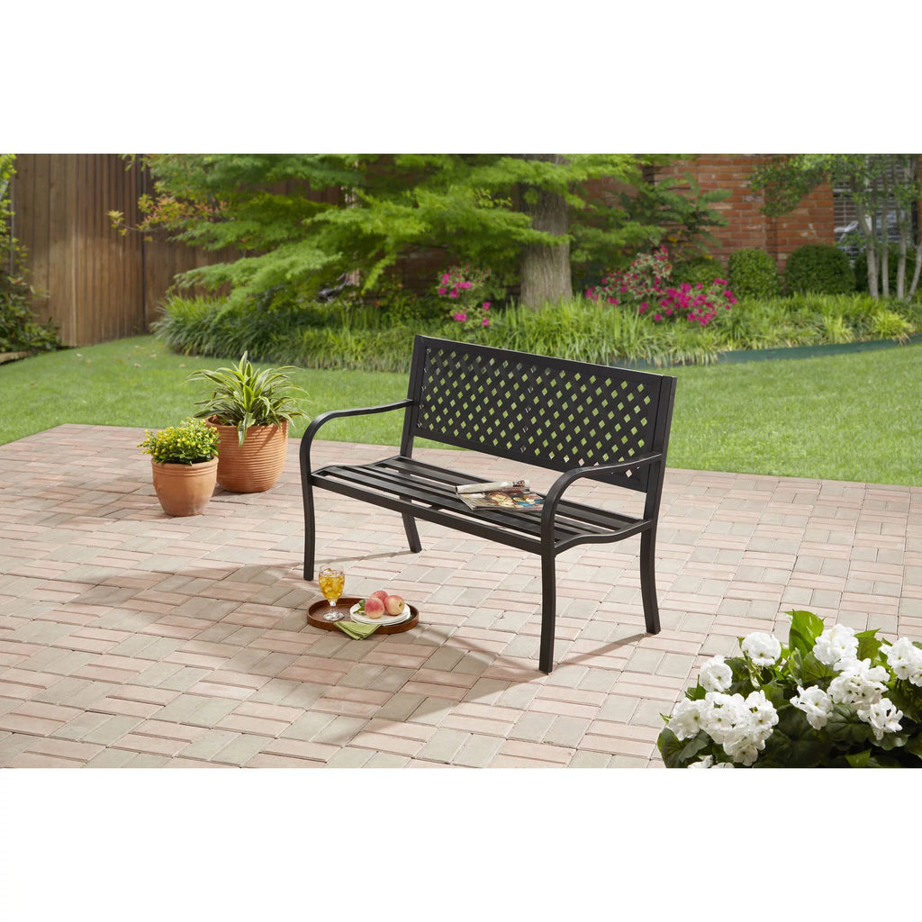 Black Steel Garden Bench E738
