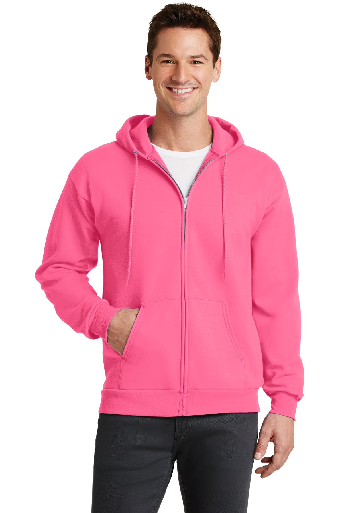 Neon Pink Full Zip Hooded Sweatshirt D560945