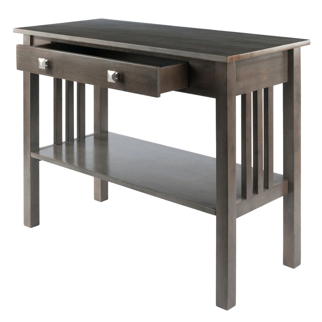 40" Oyster Gray and Silver Contemporary Solid Console Table G6299