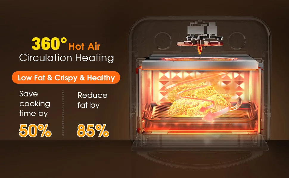 10QT Black Stainless Steel Air Fryer Toaster Oven Q740