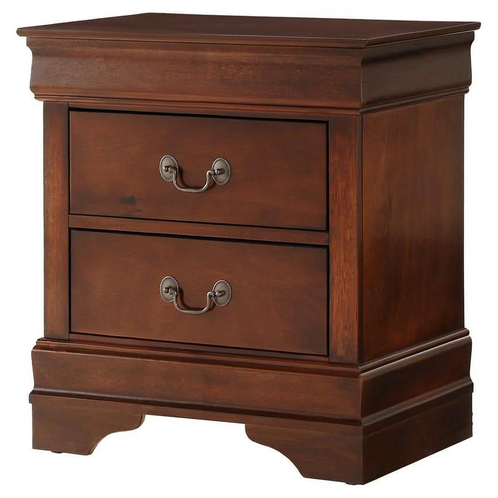 Brown Cherry 2-Drawer Wood Nightstand V424