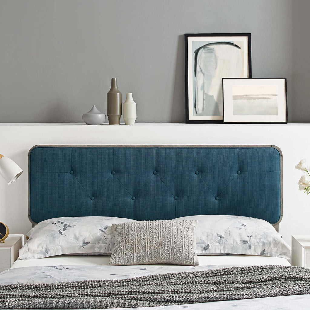 Grey Tufted Fabric Wood Headboard Y24728