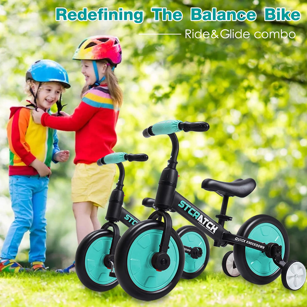 4 in 1 Lightweight Kids Balance Bike with Pedals and Training Wheels K299