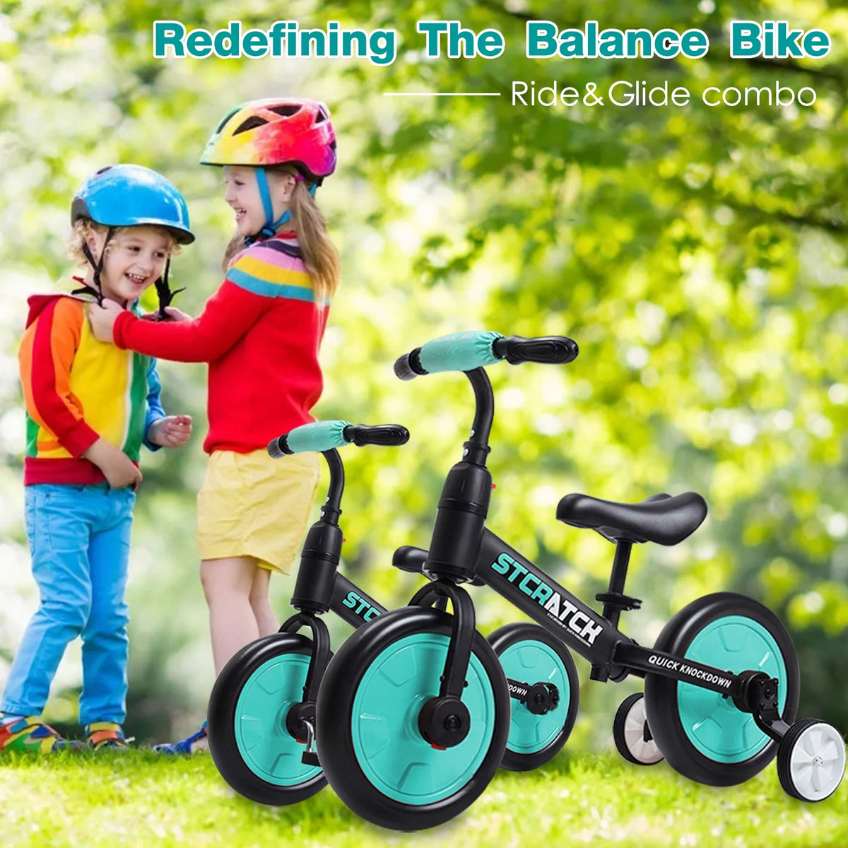 4 in 1 Lightweight Kids Balance Bike with Pedals and Training Wheels K299