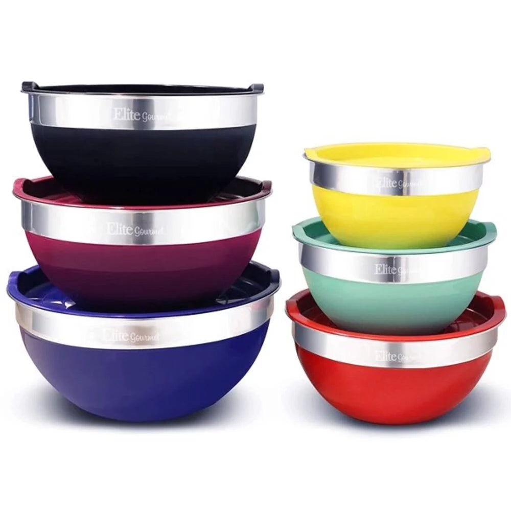Silicone Stainless Steel Mixing Bowl Set 12 Pieces E9823