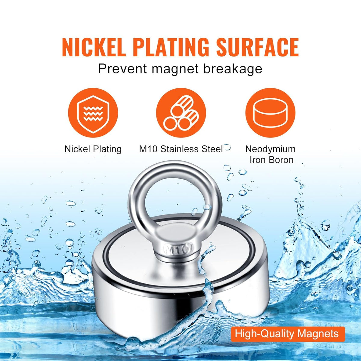 1200 LBS Double Sided Neodymium Magnet Fishing Kit with 65 FT Rope N76643