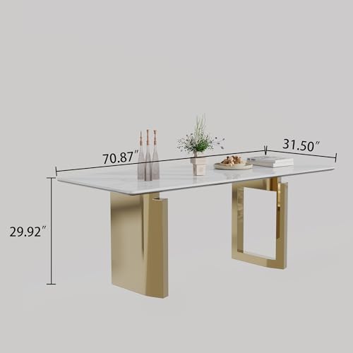 63 inch Clear Rectangular Glass Dining Table with Gold Metal Legs R21487