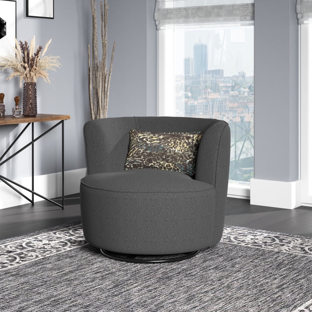 Graphite Gray Upholstered Swivel Accent Chair S452