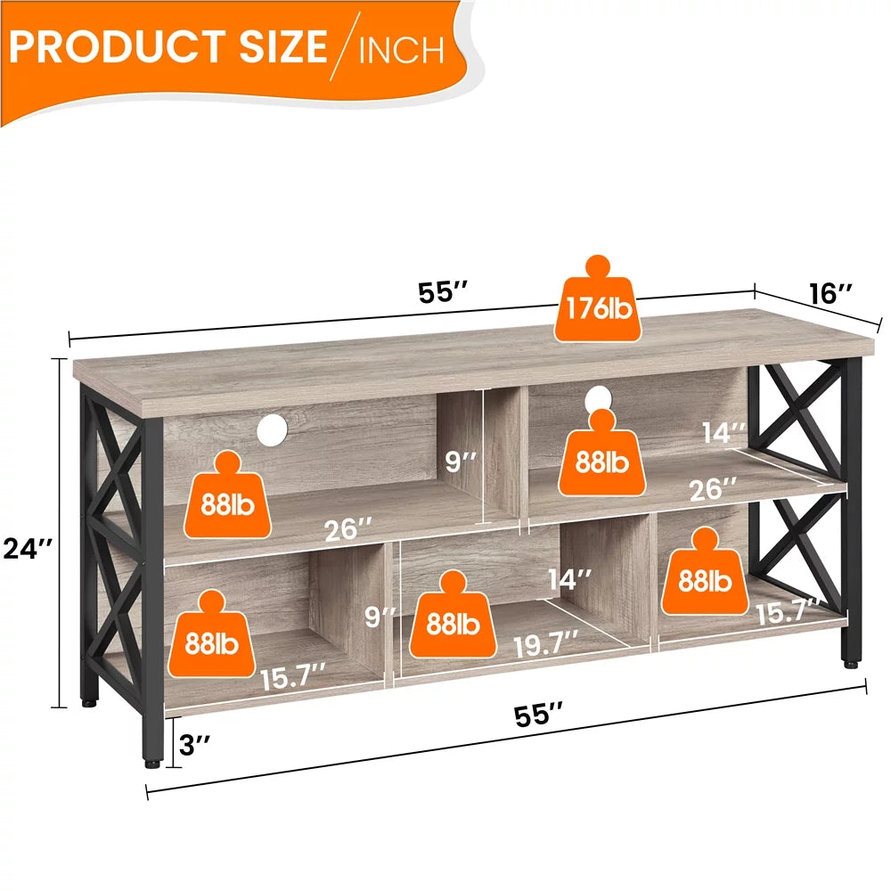 Gray TV Stand with Storage K4223