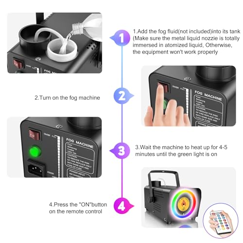 Fog Machine with 45 LED Lights and Wireless Remote Control Y363118