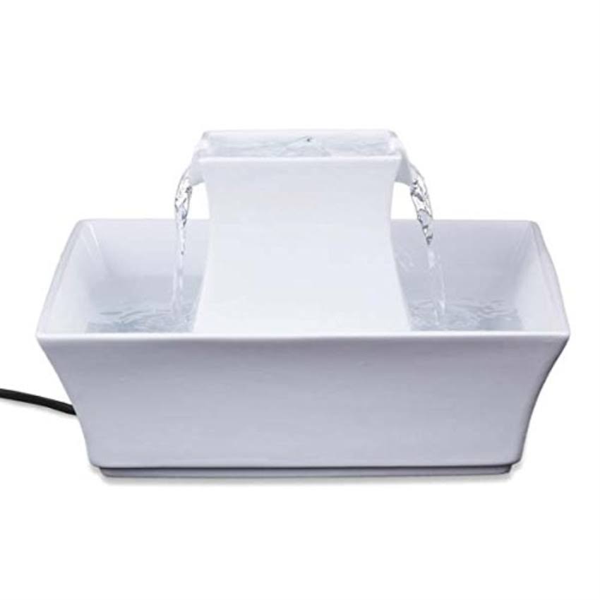 Ceramic Dog and Cat Water Fountain White 70 oz D347