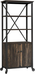 Bookcase with Doors, Carbon Oak Finish U166