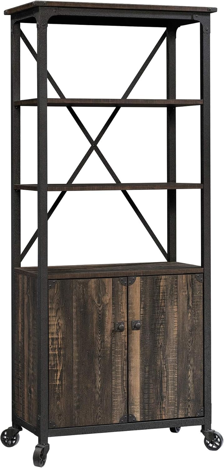 Bookcase with Doors, Carbon Oak Finish U166