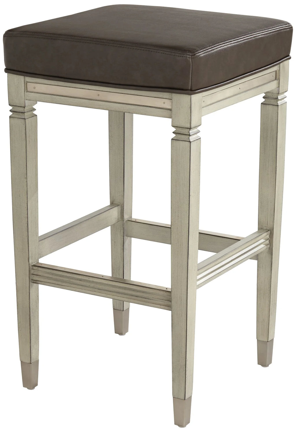 Wood Bar Stool Gray Faux Leather Footrest R716473