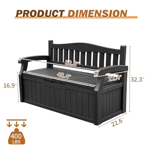 80 Gallon Storage Bench Deck Box Lockable Black F829135