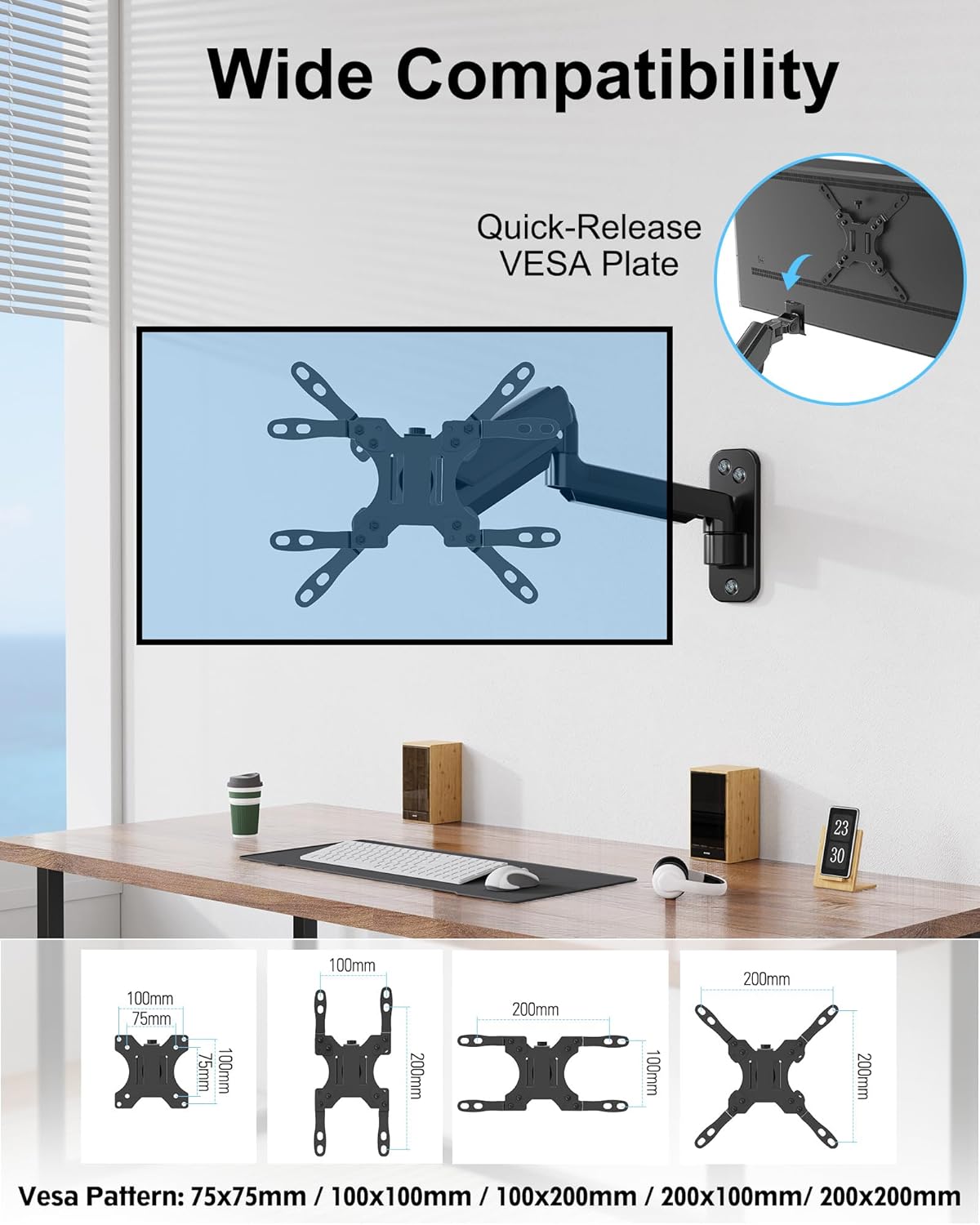 Monitor Wall Mount for Max 35 Inch Screen, Full Motion Gas Spring Arm R67511