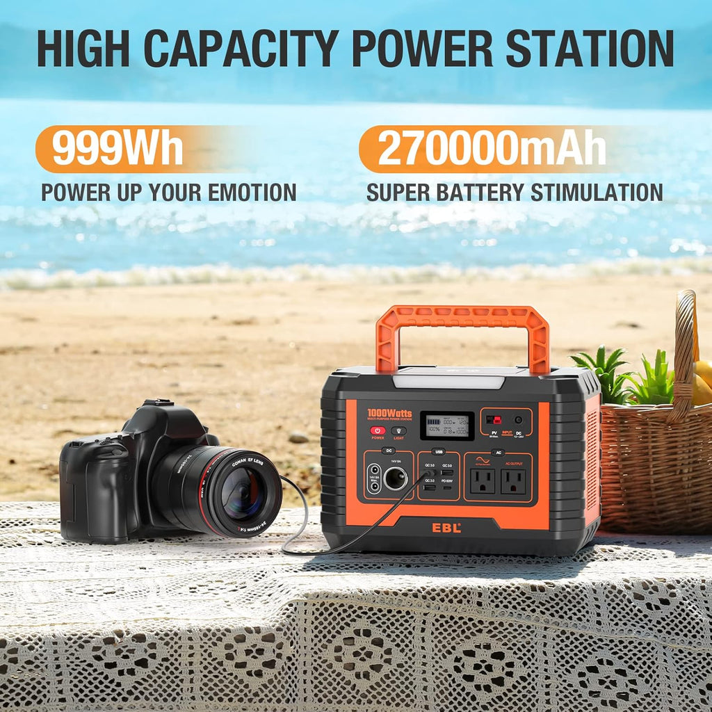 Portable Power Station 1000W 999Wh Solar Generator X250822
