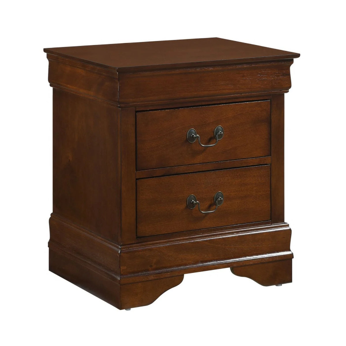 Brown Cherry 2-Drawer Wood Nightstand V424