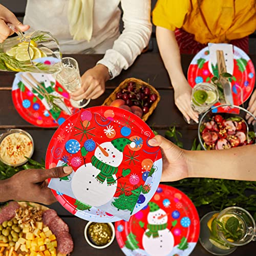 Christmas Snowman Disposable Paper Dinner Plates and Napkins J309382