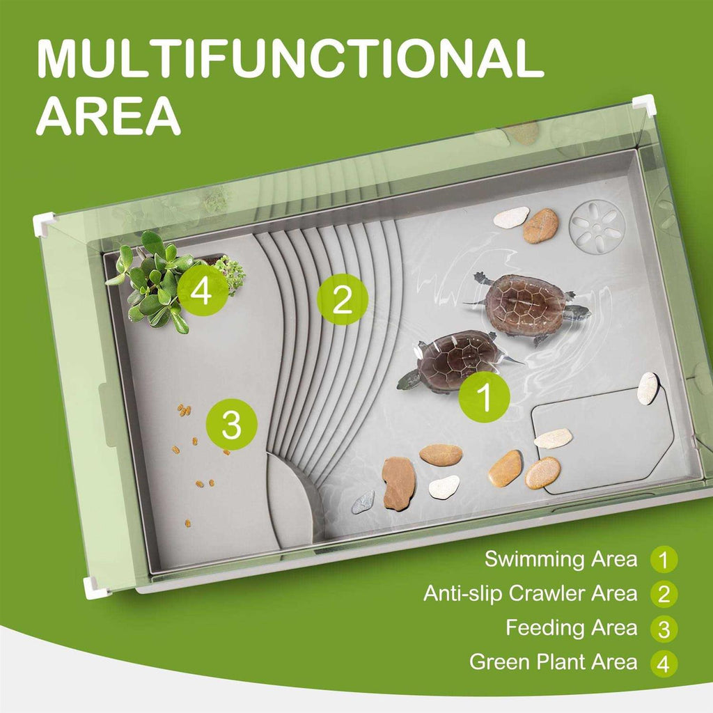 Acrylic Aquatic Tortoise Aquarium Starter Kit with Multi-Function Area O8047