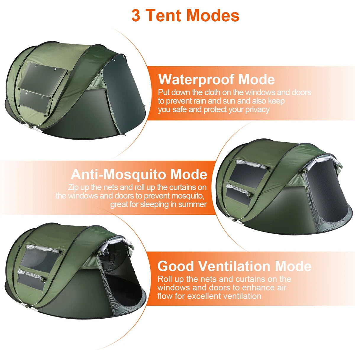 Green Pop Up Dome Tent with Carry Bag X2524