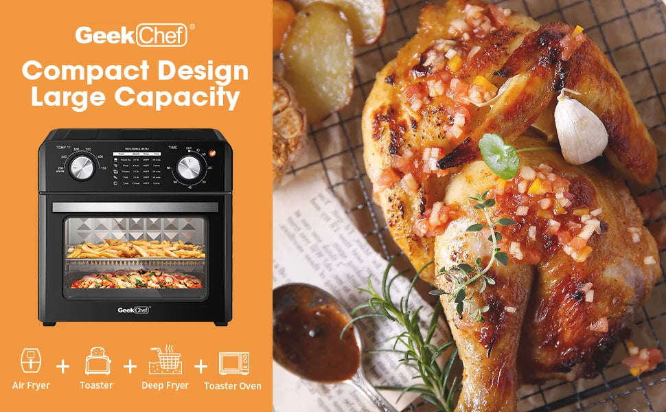 10QT Black Stainless Steel Air Fryer Toaster Oven Q740