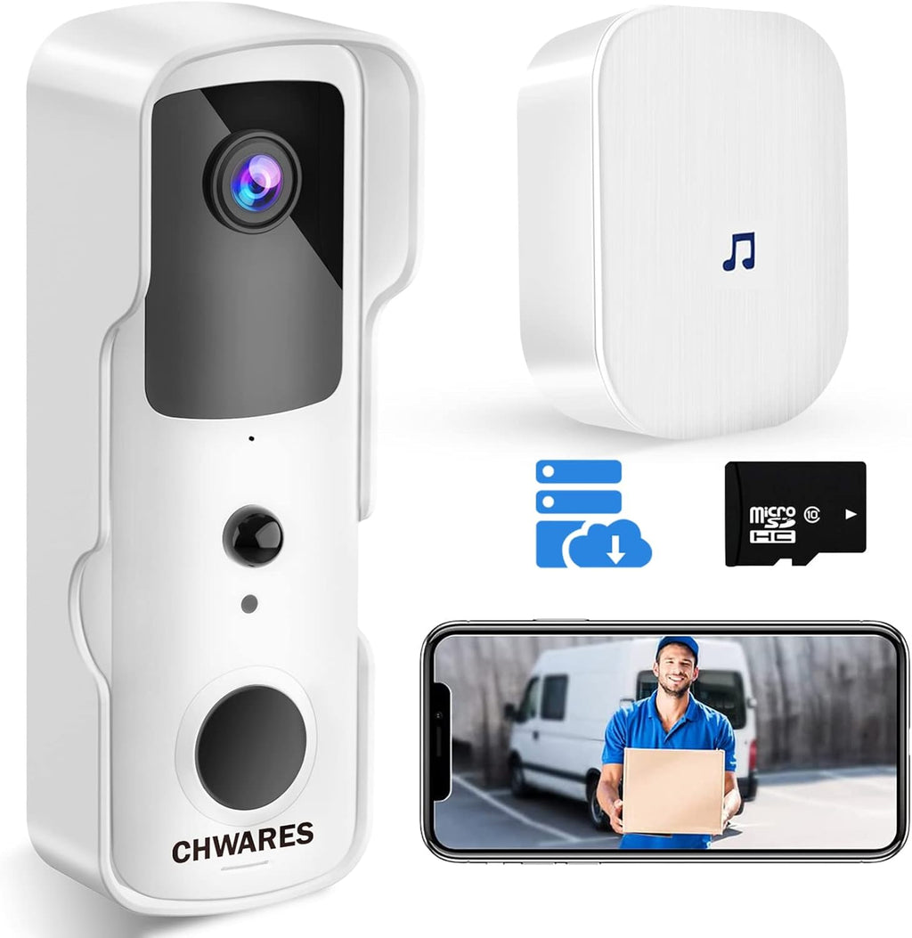 White Video Doorbell Camera 2 Pack with Chime V822974